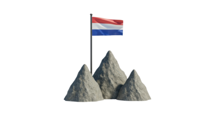 Isolated Netherlands Flag on Mountain
