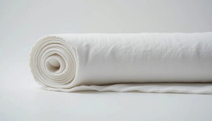 Fototapeta premium White Linen Fabric Roll: Soft, Luxurious Texture, Perfect for Sewing and Crafting Projects