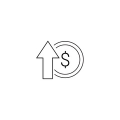 single outline icon inflation related to profit and investment. with up arrow elements and dollar symbols. linier icon collection.  editable stroke. vector illustration.