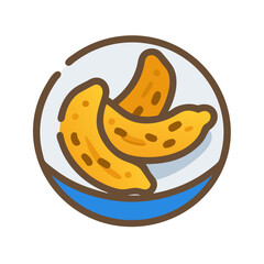  Fried Banana Snack Icon Design