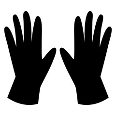 Obraz premium Two black silhouettes of gloved hands.