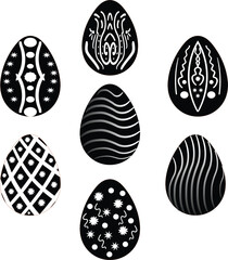 Black and White Easter Eggs with Abstract and Decorative Patterns