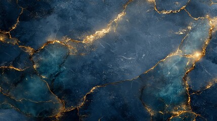 Fototapeta premium Deep Blue Marble Texture with Gilded Veins, Luxurious Elegant Background