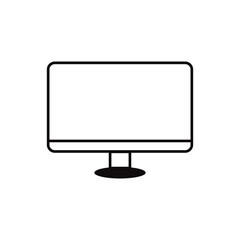 computer icon vector computer with blank white screen isolated on withe background