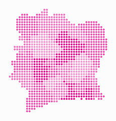 Cote d'Ivoire dotted map. Digital style map of the country on white background. Cote d'Ivoire shape with circle dots. Colored dots style. Large size circles. Stylish vector illustration.