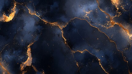 Fototapeta premium Abstract dark blue and golden marble texture background with streaks of light
