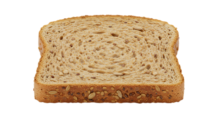 Slice of Multigrain Bread Close-up on White Background Studio Shot
