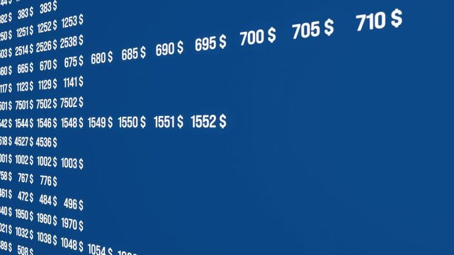 Animated numbers, financial figures, market data. Business, information, financial report, analyzing, research. 3D animation