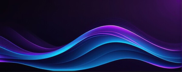 Obraz premium Abstract Luminous Blue And Purple Waves Digital Art