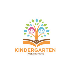 Obraz premium Modern Kindergarten Logo Design Vector Childcare Nursery and Education Themes