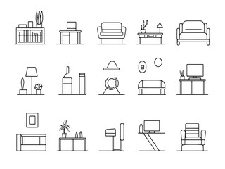 Furniture & Home Decor line art icon 