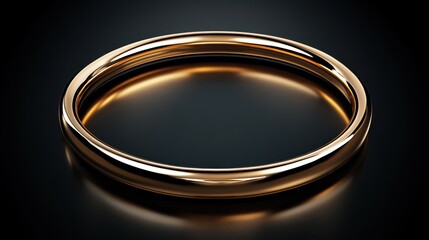 Simple gold wedding band on dark background.