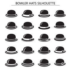 Black and White Bowler Hats Silhouettes - Fashion Accessories Design Collection
