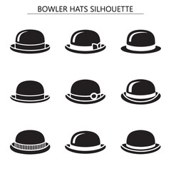 Classic Bowler Hat Silhouettes - Various Styles for Fashion and Accessories