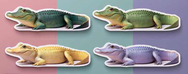 Full-length images of large African animals such as a crocodile. The concept of wildlife conservation in Africa.