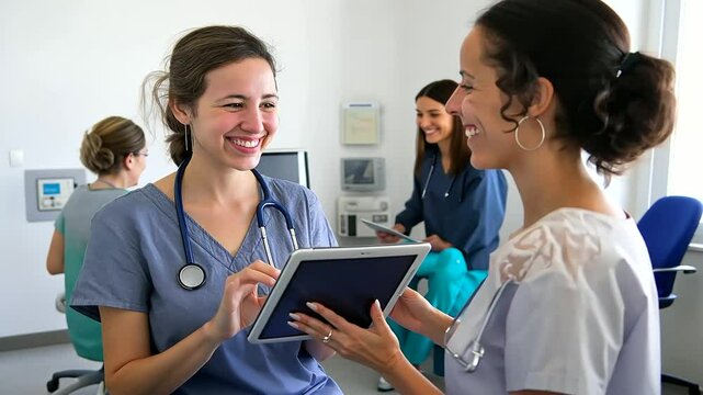 1_Allied Health Student Recording Vitals in Sunny Exam Room