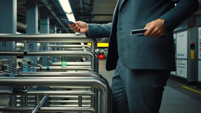 Validating the transport ticket at the machine.