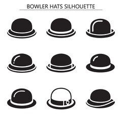 Stylish Bowler Hat Silhouettes - Collection of Classic Headwear Designs