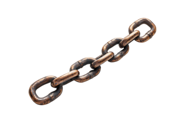 Horizontal metal chain piece isolated on transparent background