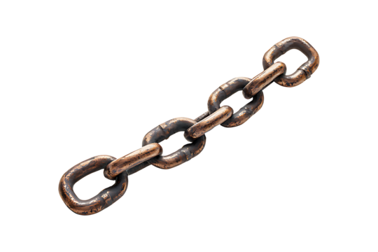 Horizontal metal chain piece isolated on transparent background - Powered by Adobe