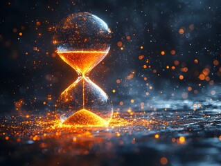 Futuristic Digital Hourglass Glows in the Cosmos