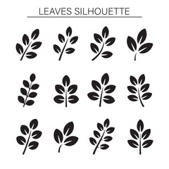 Silhouettes of Various Leaves - Botanical Art in Black and White