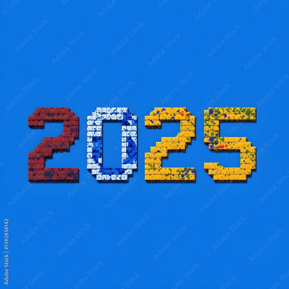 Fototapete 2025 숫자 아트 디자인 – 기호와 도형이 어우러진 미술적 표현(2025 vector number design – celebration-inspired symbolic art)