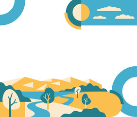 Decoration for brochure or presentation - landscape in simple geometric style