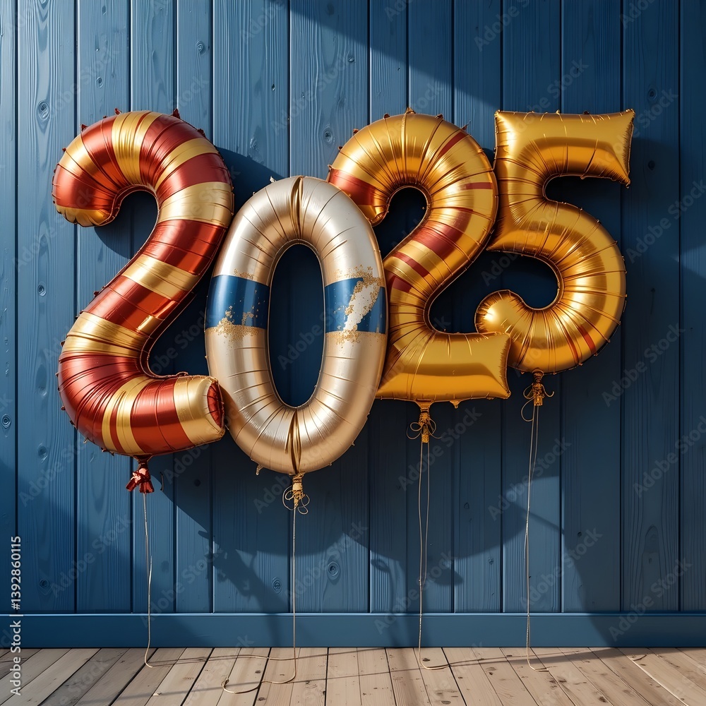 Fototapete 2025 숫자 아트 디자인 – 기호와 도형이 어우러진 미술적 표현(2025 vector number design – celebration-inspired symbolic art)