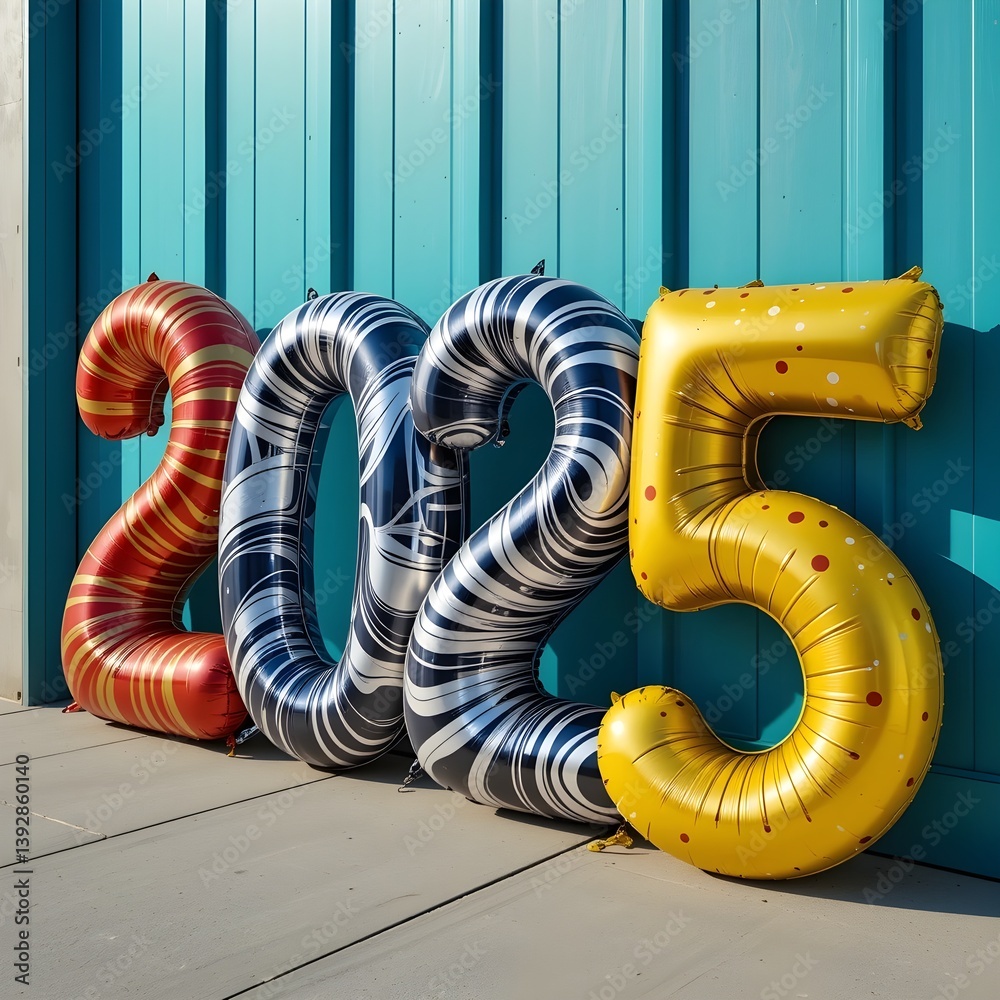 Fototapete 2025 숫자 아트 디자인 – 기호와 도형이 어우러진 미술적 표현(2025 vector number design – celebration-inspired symbolic art)