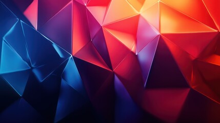 Obraz premium Abstract geometric background with red, blue, and orange polygons.