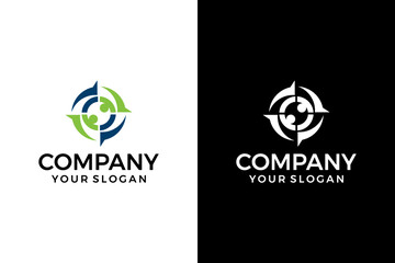 abstract group of people and compass logo design © sades