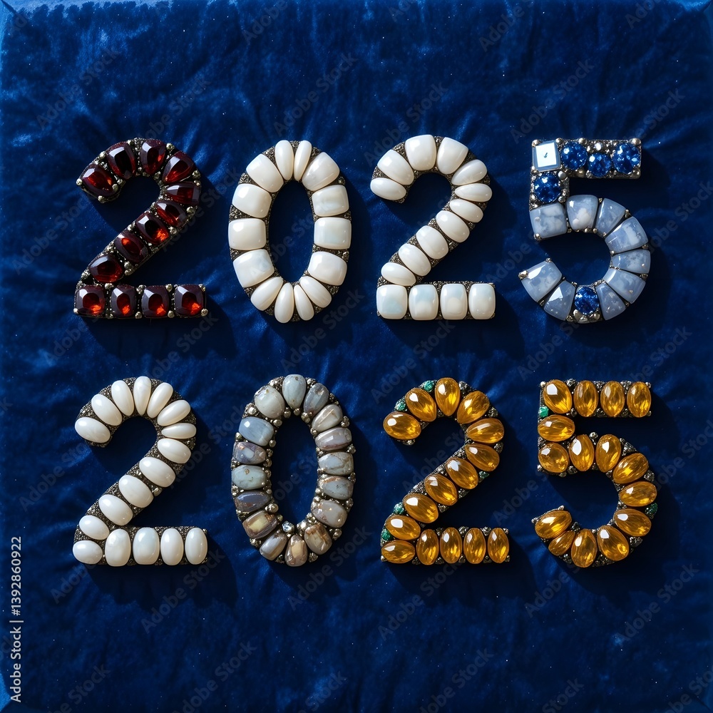Fototapete 2025 숫자 아트 디자인 – 기호와 도형이 어우러진 미술적 표현(2025 vector number design – celebration-inspired symbolic art)