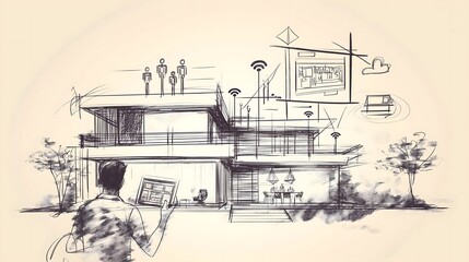 Obraz premium Smart Home Architectural Sketch