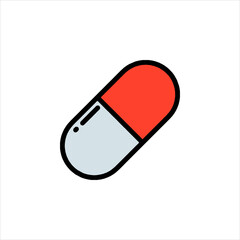 red pill on white background