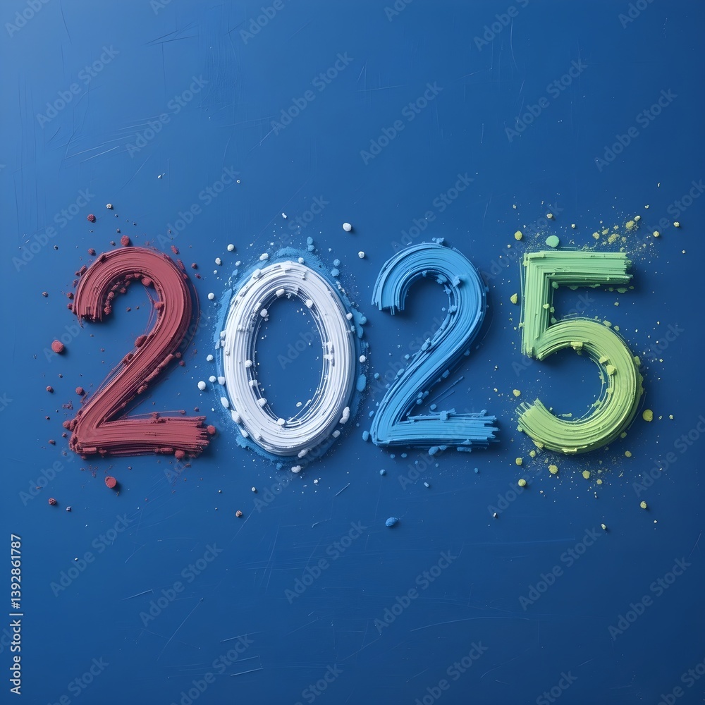 Fototapete 2025 숫자 아트 디자인 – 기호와 도형이 어우러진 미술적 표현(2025 vector number design – celebration-inspired symbolic art)