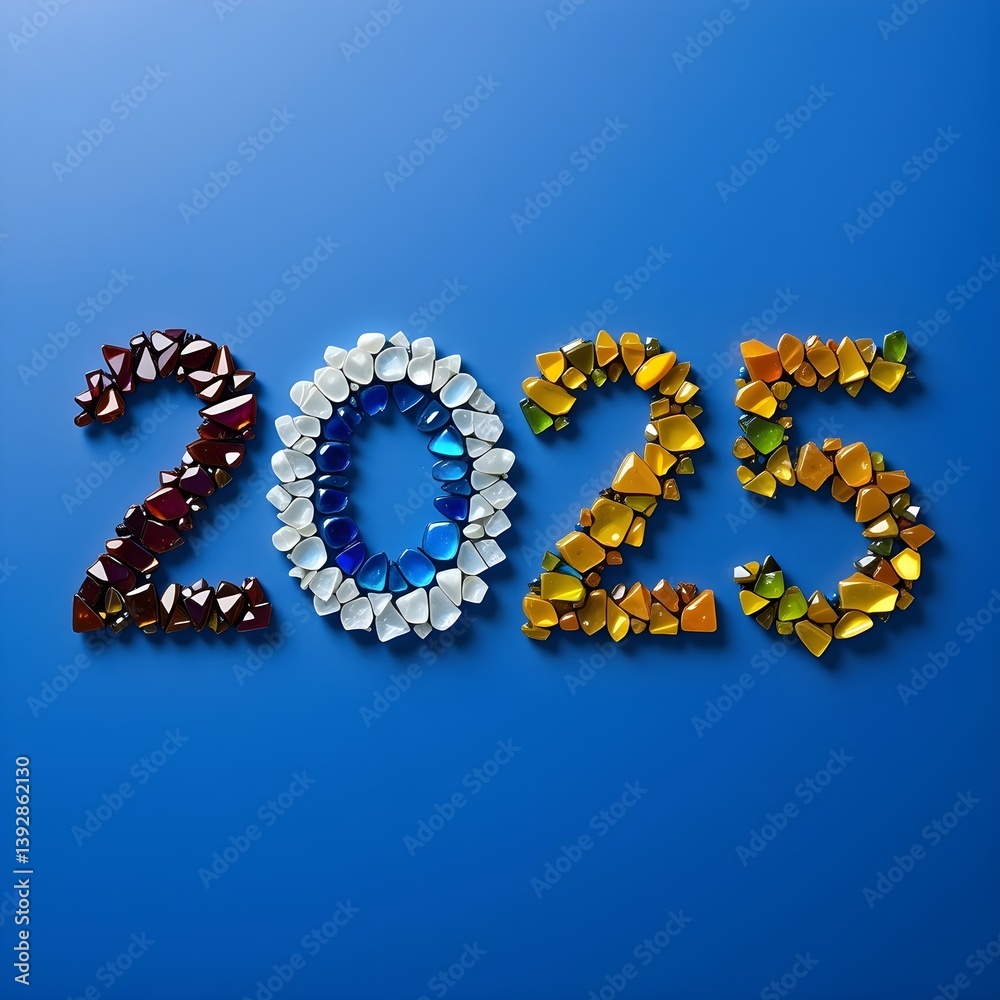 Fototapete 2025 숫자 아트 디자인 – 기호와 도형이 어우러진 미술적 표현(2025 vector number design – celebration-inspired symbolic art)