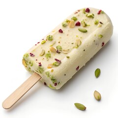 Pistachio Kulfi Stick Ice Cream with Dry Fruit Toppings – Traditional Indian Dessert Treat