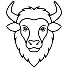 Minimalist Bison Head Line Art