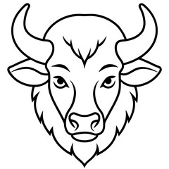 Minimalist Bison Head Line Art