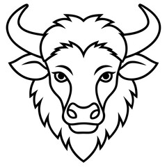 Minimalist Bison Head Line Art