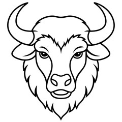 Minimalist Bison Head Line Art