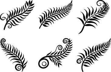 fern leaf swirl silhouette set © Rani