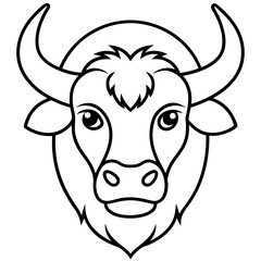 Minimalist Bison Head Line Art