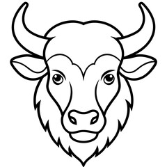Minimalist Bison Head Line Art