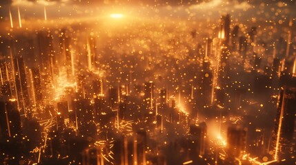 Obraz premium Fiery Neon Cityscape