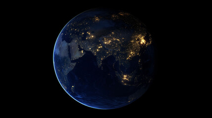 Obraz premium High Resolution Satellite View of Earth at Night with Cities Glowing Across Continents (6)