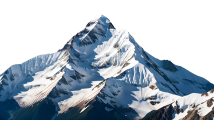 Snowy winter mountains landscape with alpine peaks isolate on white background