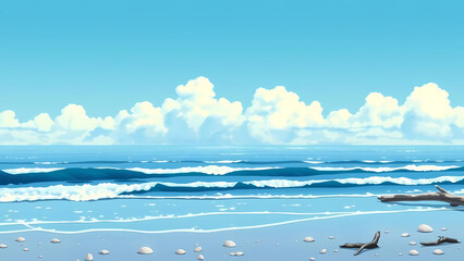 sea wave style anime	