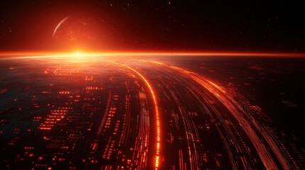 Red planet sunrise, circuit paths